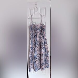 A Pea in the Pod Pink and Blue Floral Maxi Maternity Dress